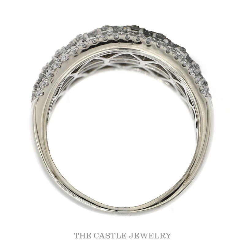 Multi Row Cluster Dome Diamond Ring 3ctw in 14k White Gold