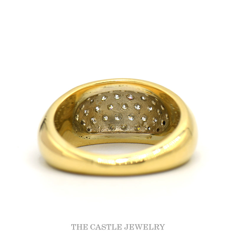 Oval Shaped 1/2cttw Diamond Cluster Ring with Polished Sides in 18k Yellow Gold