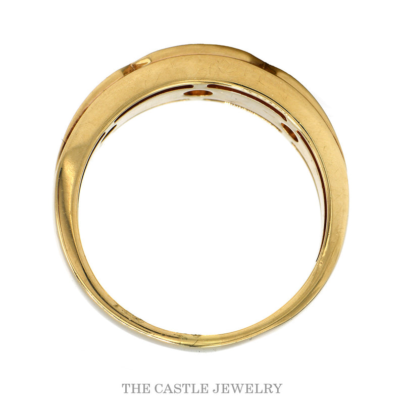 Front-facing view of the 1/2cttw white and cocoa diamond band in 10k yellow gold