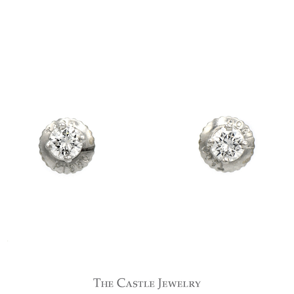 Tiffany Co Round Diamond Stud Earrings in Platinum Screw Backs