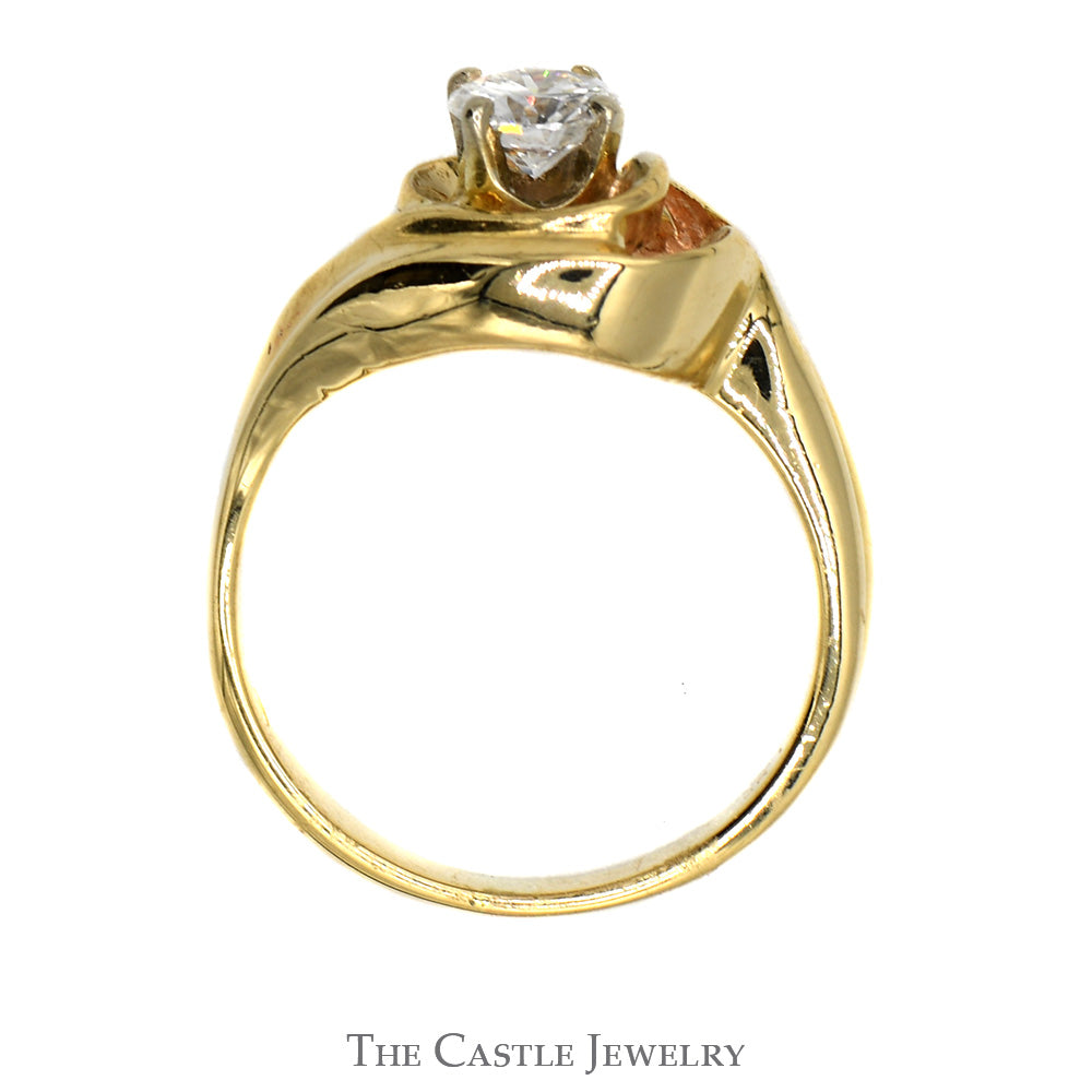 1/2ct Round Diamond Solitaire in 14k Yellow Gold Open Looped Designed Ring