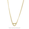 18.5 Inch Open Heart Necklace on Curb Link Chain in 10k Yellow Gold