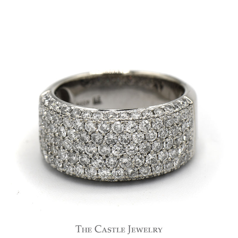Wide 2cttw Round Diamond Cluster Band in 14k White Gold