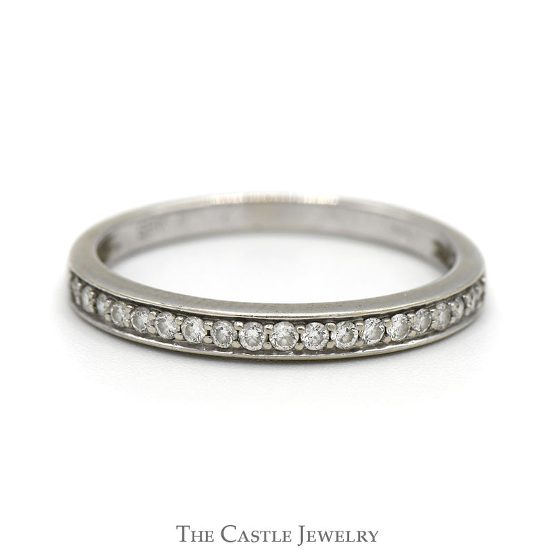 Round Brilliant Cut Diamond Wedding Band in 14k White Gold