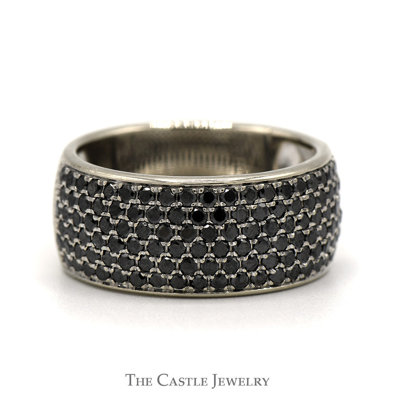 Men's Wide (10.25mm) 1.75cttw Black Diamond Cluster Band in 14k White Gold