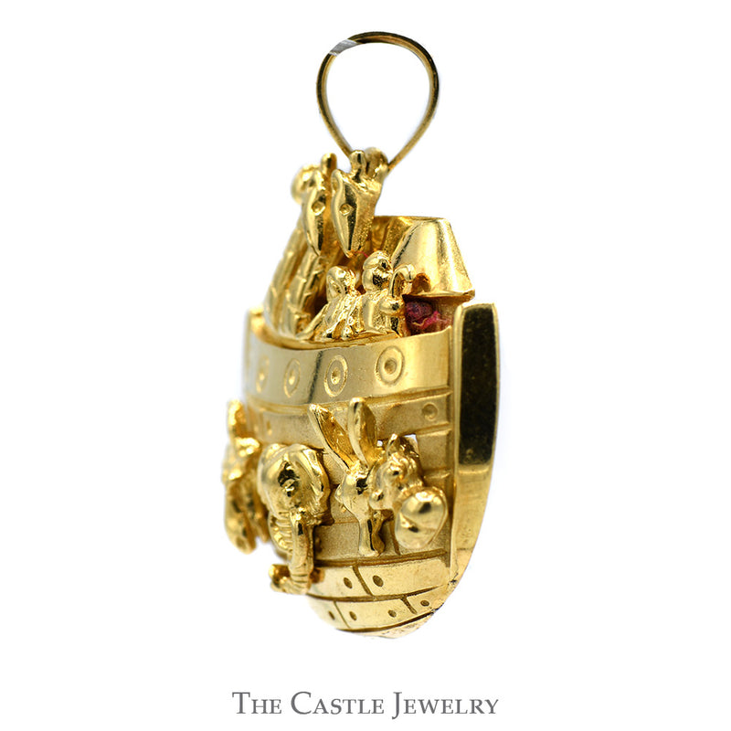 Noah's Ark Designed Pendant in 14k Yellow Gold