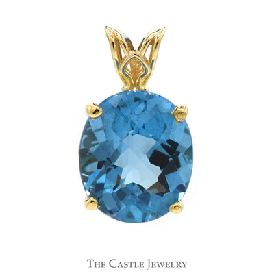 Oval Blue Topaz Pendant in 14k Yellow Gold