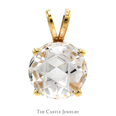 Round Cubic Zirconia Pendant with 6 pointed Star Design in 14k Yellow Gold