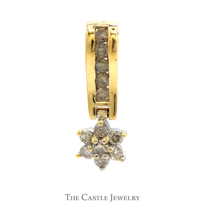 Star Cluster Diamond Pendant with Channel Set Diamond Accents in 10k Yellow Gold