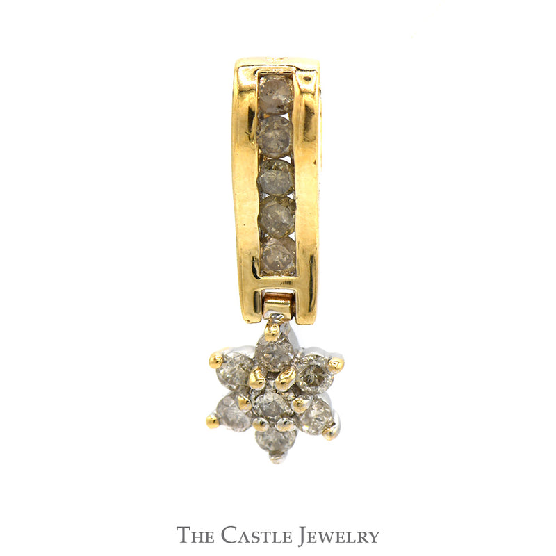 Star Cluster Diamond Pendant with Channel Set Diamond Accents in 10k Yellow Gold