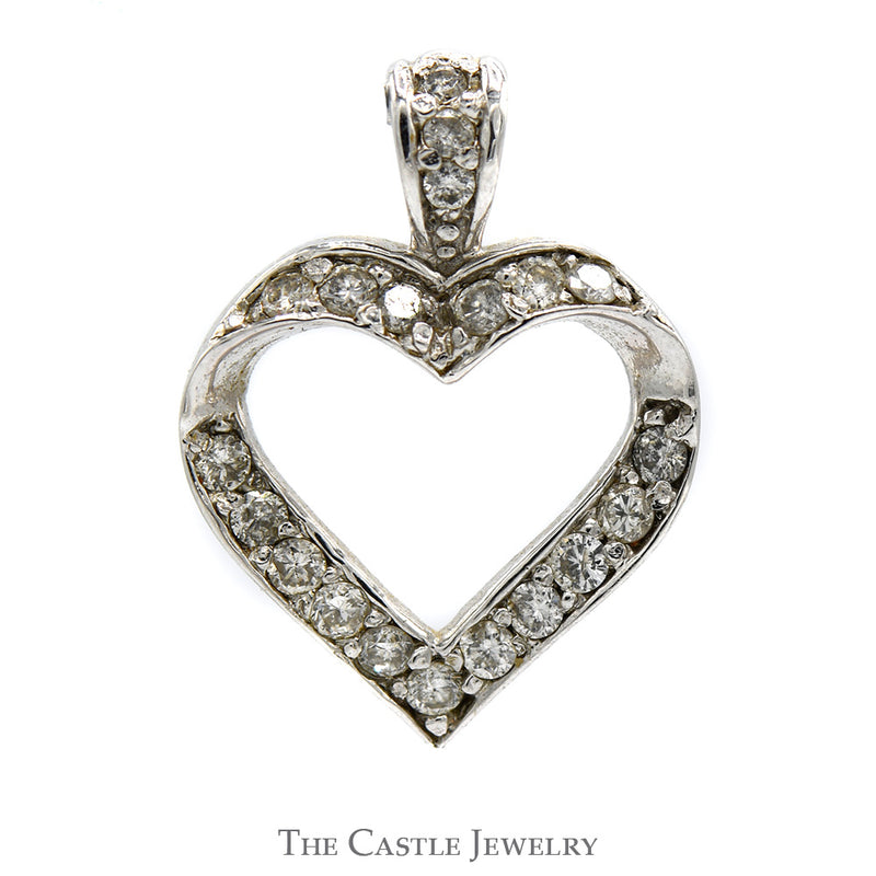 Open Heart Shaped 1/4cttw Diamond Pendant in 10k White Gold