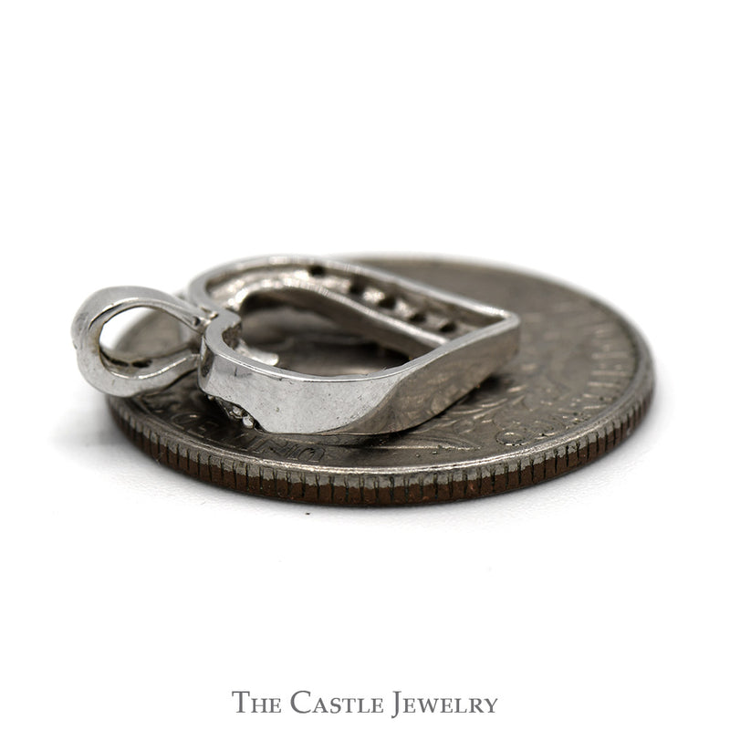 Open Heart Shaped 1/4cttw Diamond Pendant in 10k White Gold