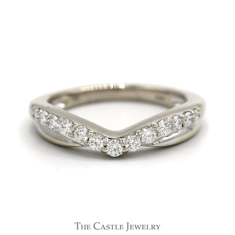 Curved Diamond Wedding Band in 18k White Gold