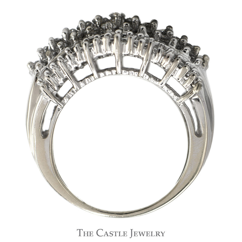 1.75cttw Baguette and Round Diamond Wide Cluster Ring in 10k White Gold