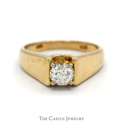 .60ct Round Diamond Solitaire Engagement Ring with Polished Sides in 14k Yellow Gold