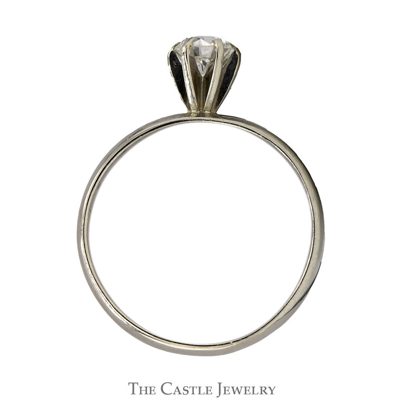 1/2ct Diamond Solitaire Engagement Ring with 3.75mm Wide Polished Band in 14k White Gold