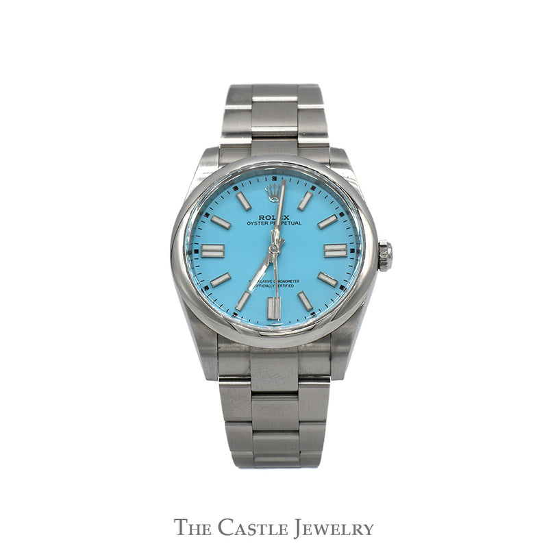 Rolex Oyster Perpetual 124300 41mm Watch with Turquoise Blue Dial in Stainless Steel Oyster Bracelet