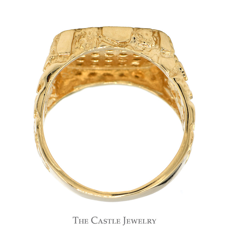 1/2cttw Diamond Cluster Ring with Nugget Sides in 14k Yellow Gold