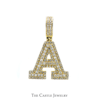 3/4cttw Round Diamond Cluster Letter "A" Pendant in 10k Yellow Gold
