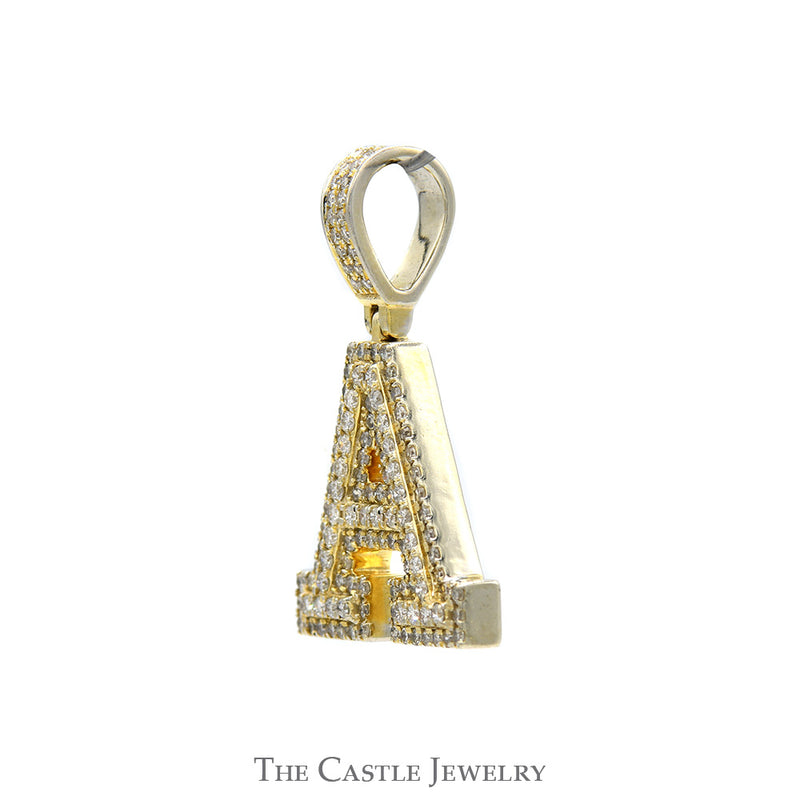 3/4cttw Round Diamond Cluster Letter "A" Pendant in 10k Yellow Gold