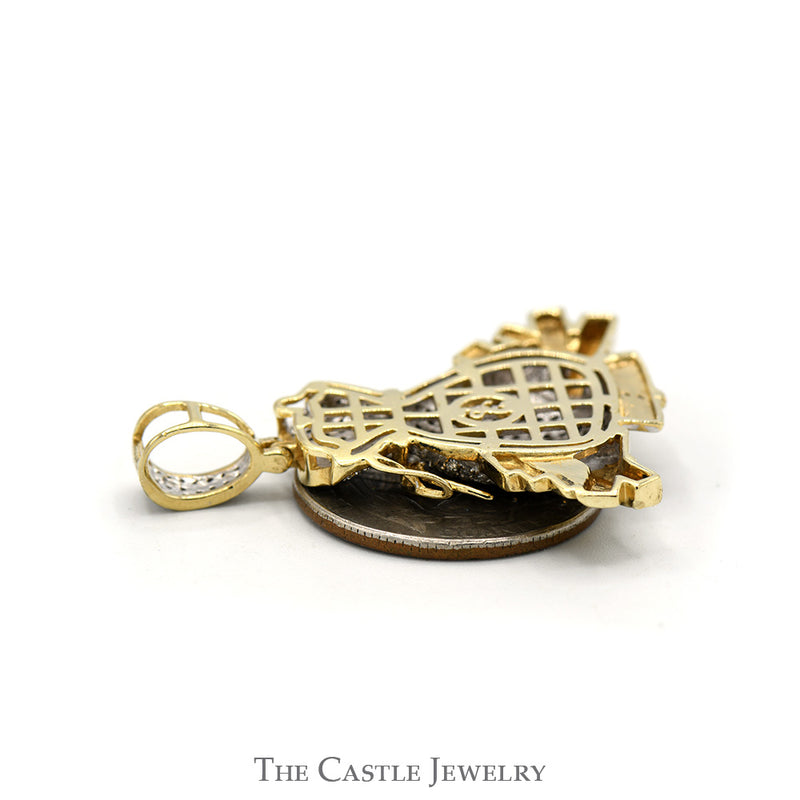 1cttw Pave Set Diamond Cluster Money Bag with "$" Pendant in 10k Yellow Gold