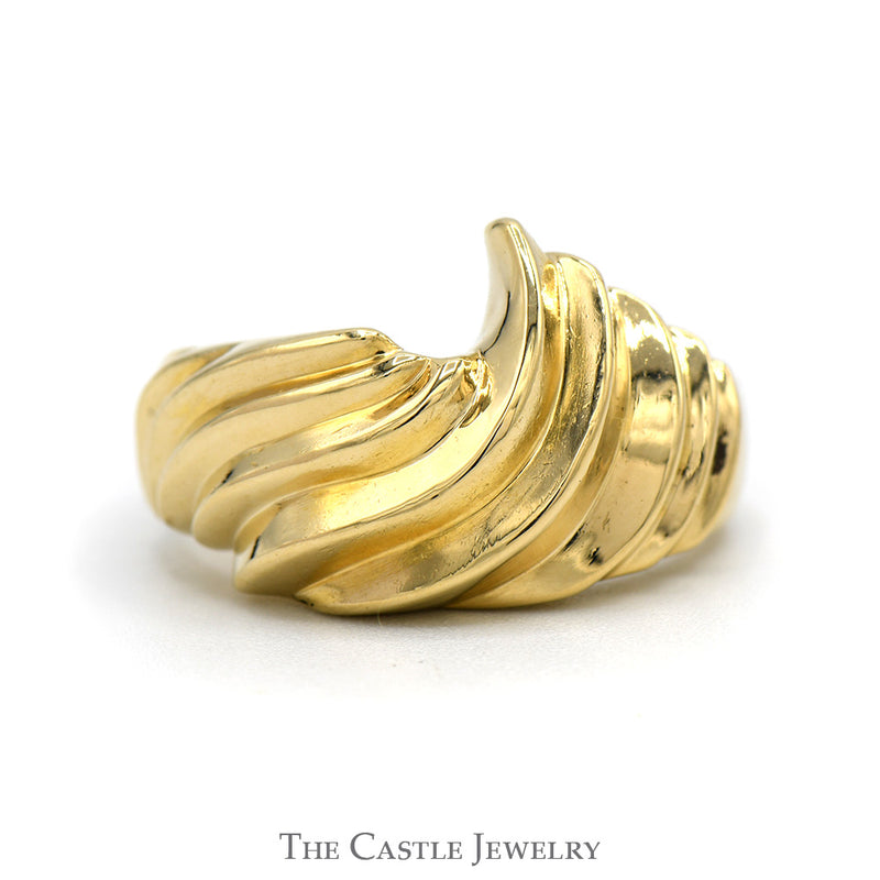 14k Yellow Gold Swirled Ridged Design Ring - Size 8.5