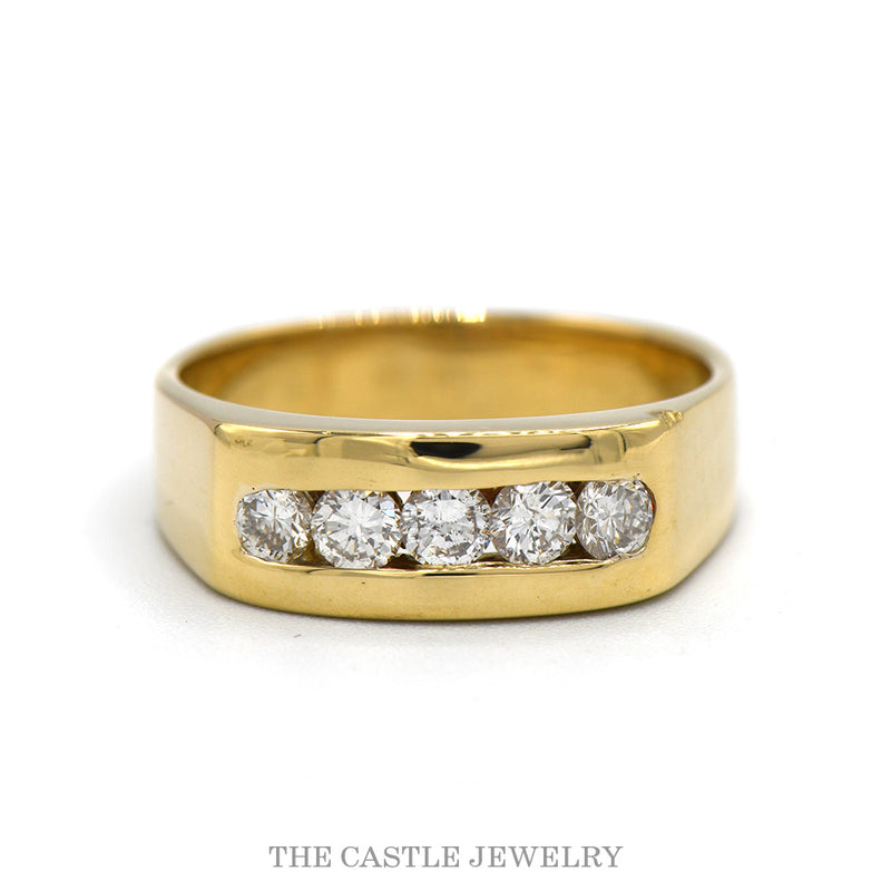 Men's Channel Set 5 Round Diamond Band in 14k Yellow Gold