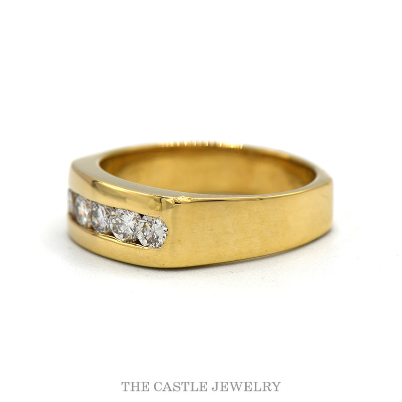 Men's Channel Set 5 Round Diamond Band in 14k Yellow Gold