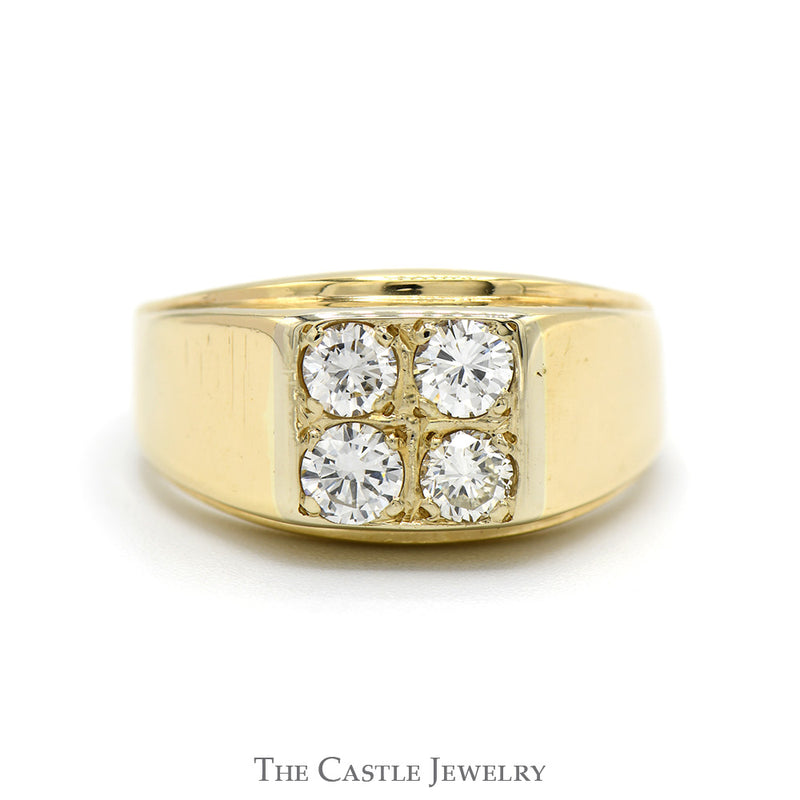 1cttw 4 Round Diamond Cluster Ring with Polished Tapered Sides in 14k Yellow Gold