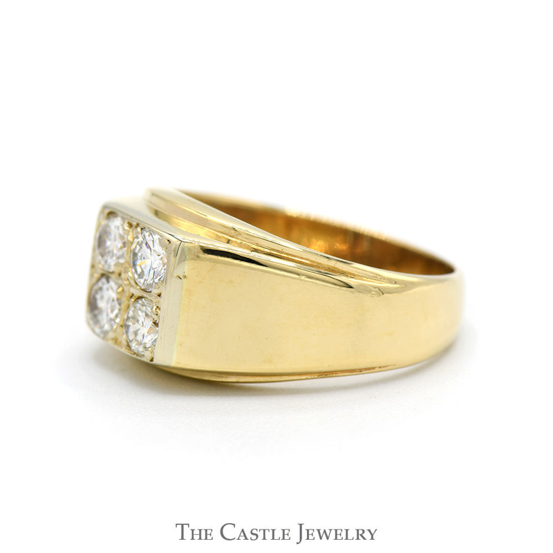 1cttw 4 Round Diamond Cluster Ring with Polished Tapered Sides in 14k Yellow Gold