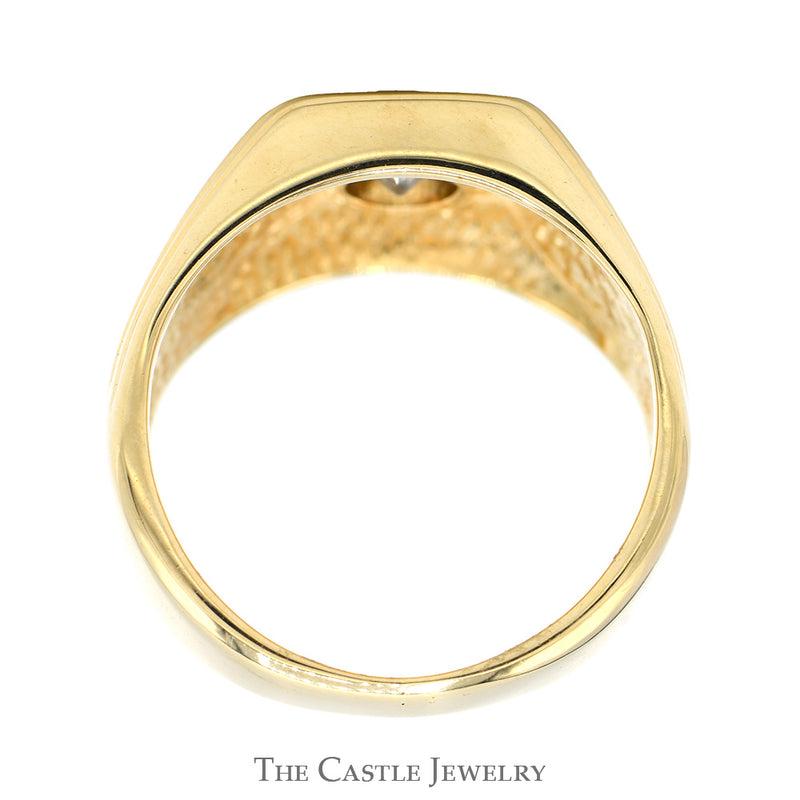 1/2ct Round Bezel Set Diamond Ring in Polished 14k Yellow Gold