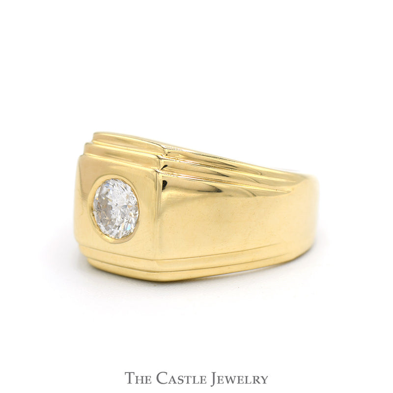 1/2ct Round Bezel Set Diamond Ring in Polished 14k Yellow Gold