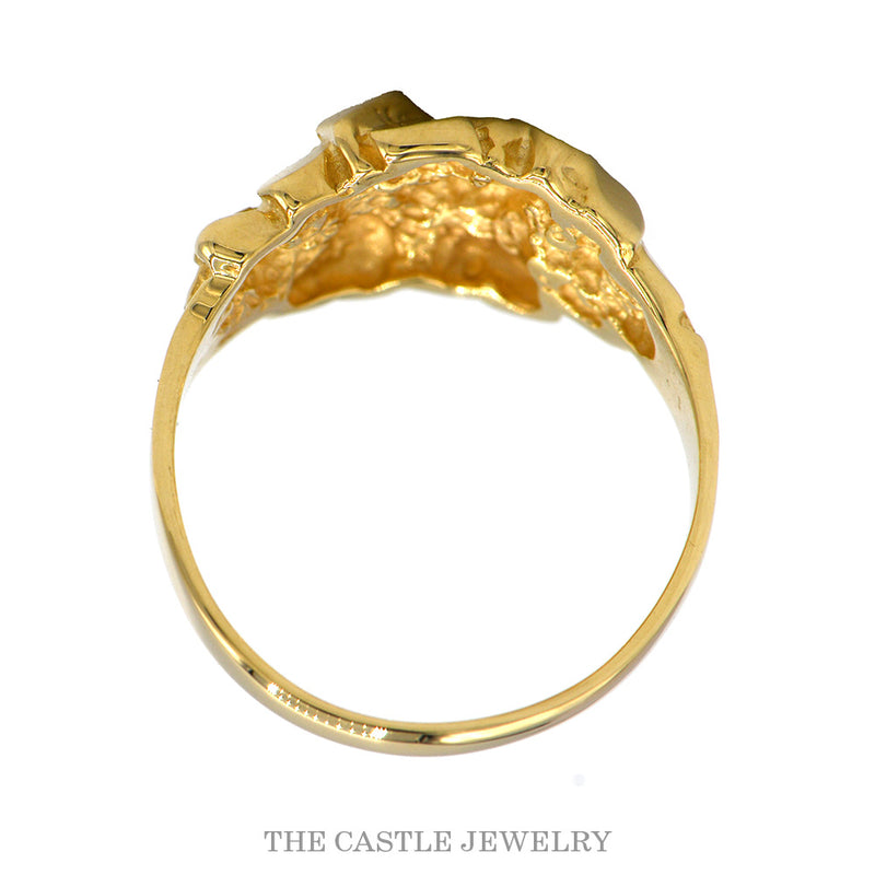 14k Yellow Gold Textured Nugget Style Ring - Size 6.75
