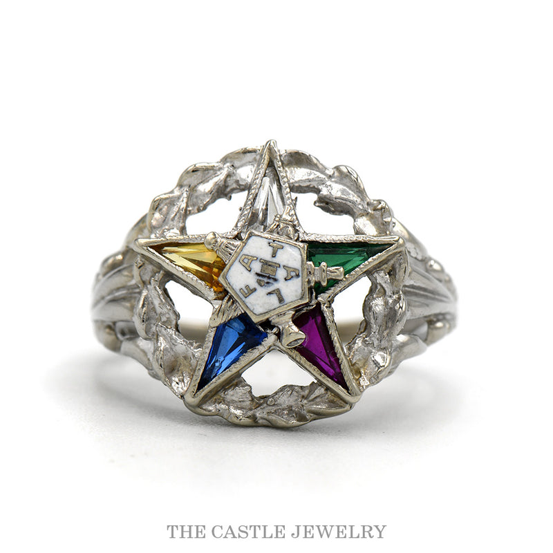 10k white gold Order of the Eastern Star ring — top view