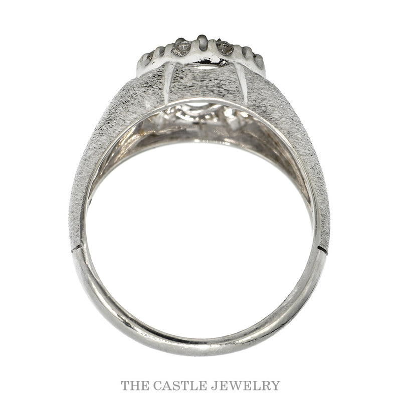 Front-facing view of the men's nine diamond cluster ring in 14k white gold