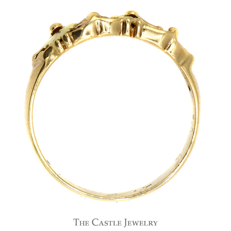 Leaf Designed Band Ring in 10k Yellow & Rose Gold