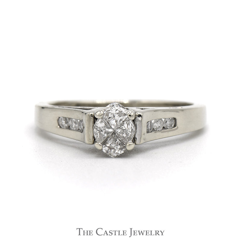 Oval Cut Diamond Engagement Ring With Channel-Set Round Brilliant Cut Sides .50 CTTW In 14KT White Gold