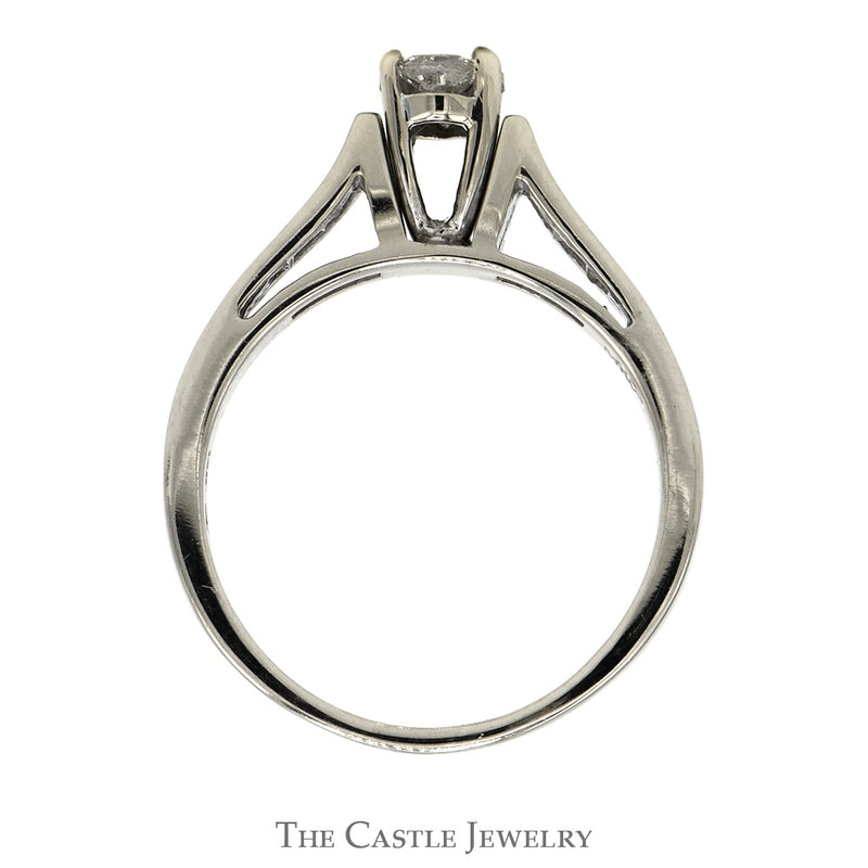 Oval Cut Diamond Engagement Ring With Channel-Set Round Brilliant Cut Sides .50 CTTW In 14KT White Gold