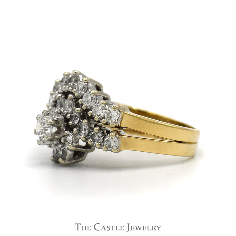 Swirl Style Diamond Bridal Set 2CTTW Round Brilliant Cut Diamonds With .40CT Center Diamond In 14KT Yellow Gold