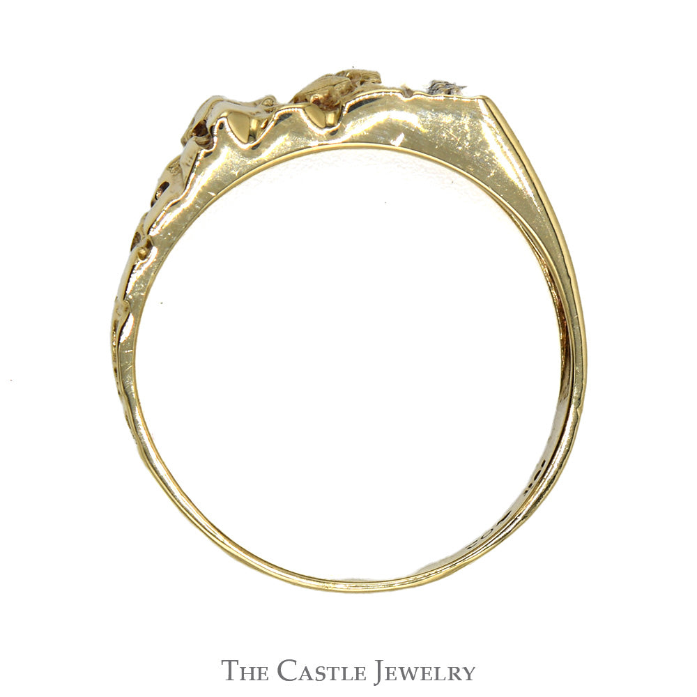 Nugget Style Ring with Diamond Accents in 10k Yellow Gold