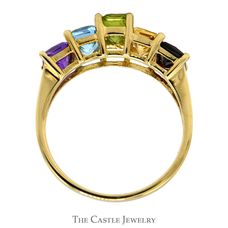 Emerald Cut Multi Gemstone Band in 14k Yellow Gold