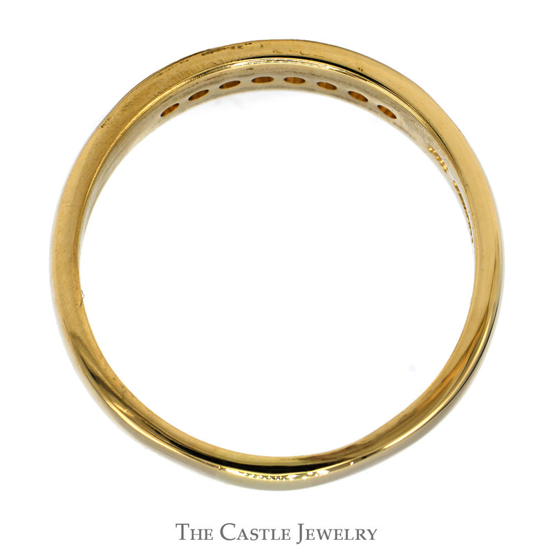 1/4cttw Round Channel Set Diamond Wedding Band with Milgrain Edges in 14k Yellow Gold