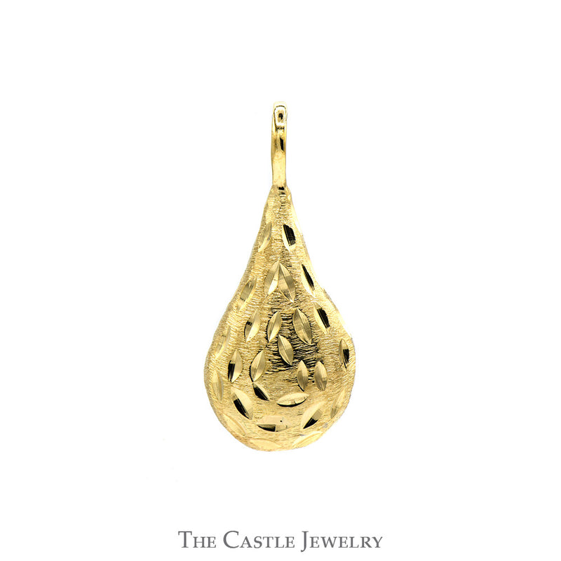 Teardrop Designed Pendant with Diamond Cut Detail in 10k Yellow Gold