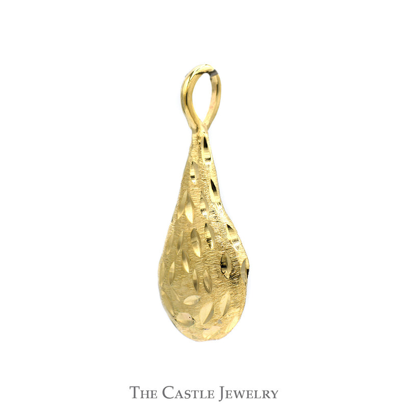 Teardrop Designed Pendant with Diamond Cut Detail in 10k Yellow Gold