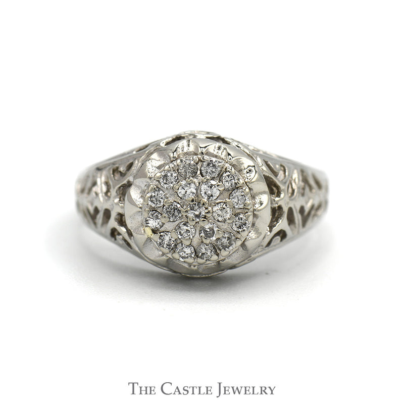 Women's Kentucky Diamond Cluster Ring in 10k White Gold