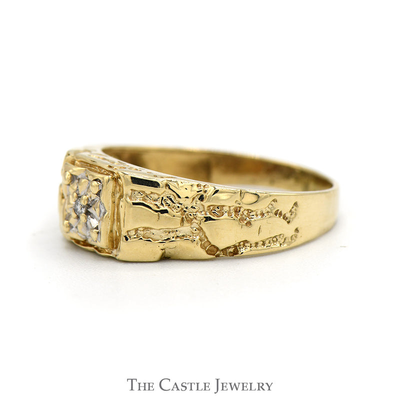 Diamond Solitaire Nugget Style Ring in 10k Yellow Gold