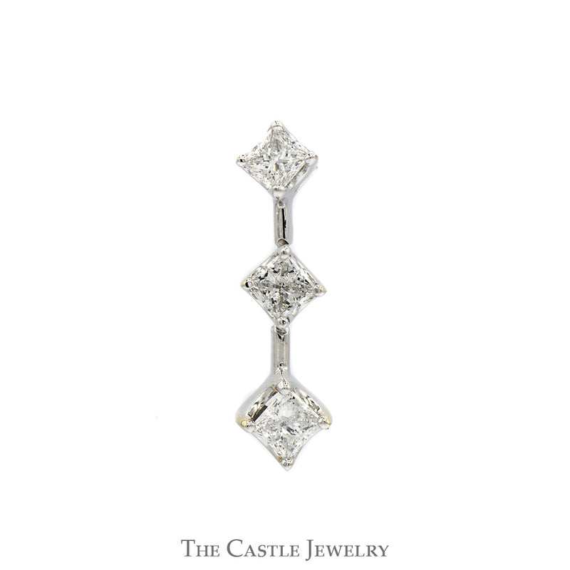 3/4cttw Princess Cut Diamond DeBeers Style Pendant in 14k White Gold