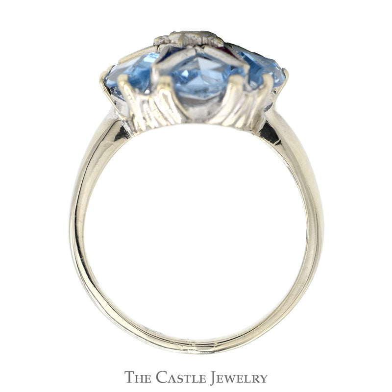 Blue Topaz Eastern Star Masonic Ring in 10k White Gold