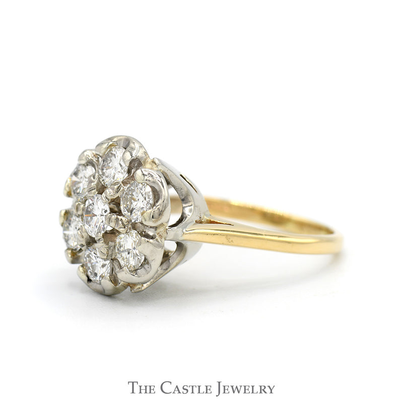 2.5cttw Round Shaped 7 Diamond Cluster Ring in 14k Yellow Gold