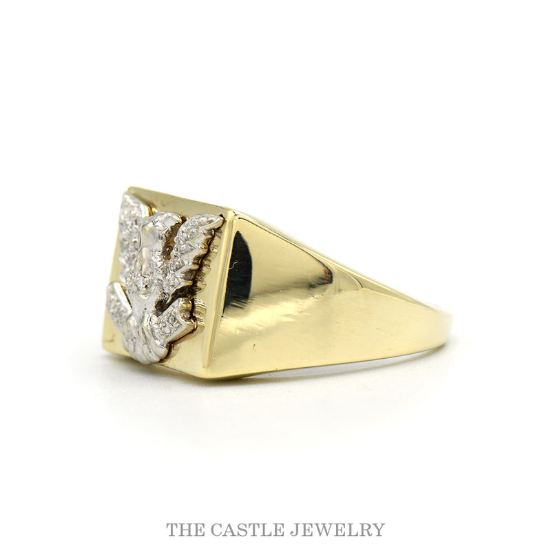 Side profile of the 10k yellow gold eagle signet ring